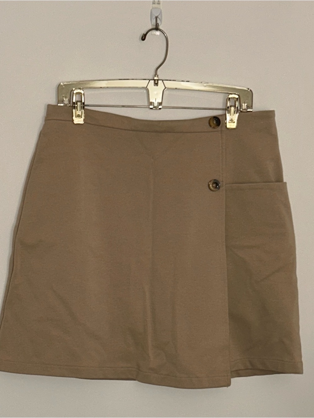 French Toast Taupe Wrap Skort with Button Detail